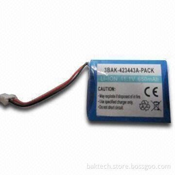 Li-ion Battery Pack with Voltage of 3.7V, Capacity of 650mAh
